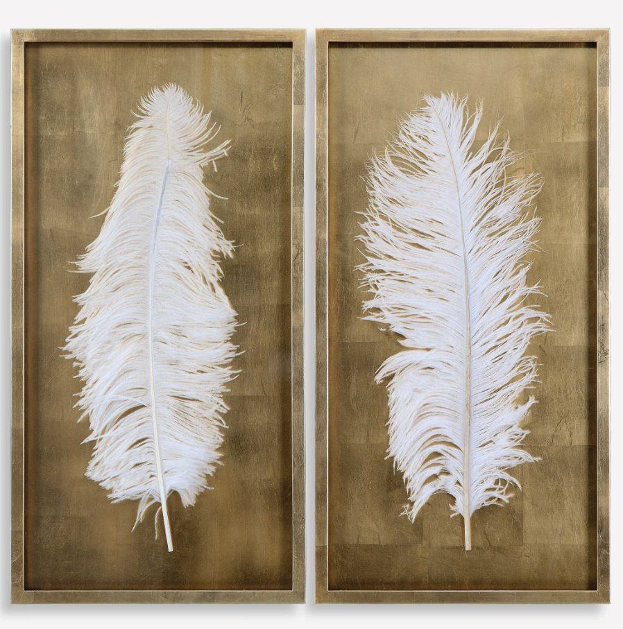 Boîtes à ombres Plumes Blanches, lot de 2