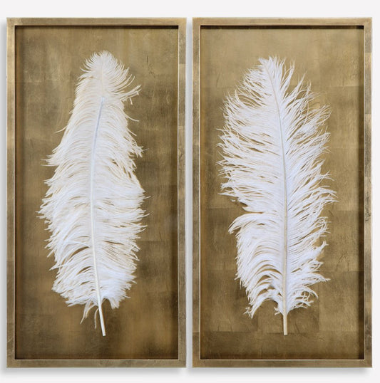Boîtes à ombres Plumes Blanches, lot de 2