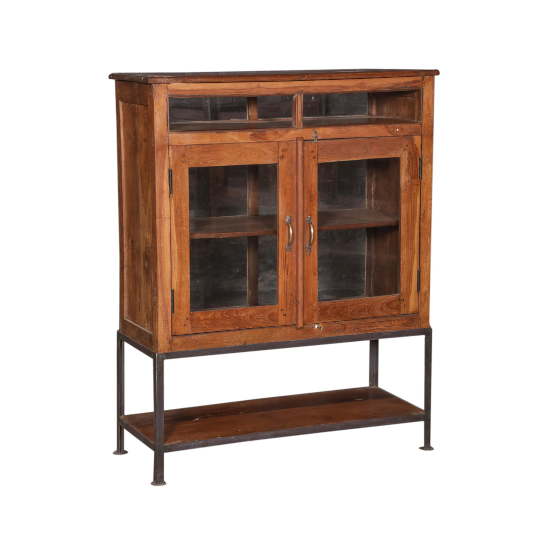 Buffet en teck recyclé avec support en fer