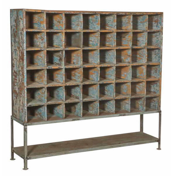 Bibliothèque vintage en bois de teck peint