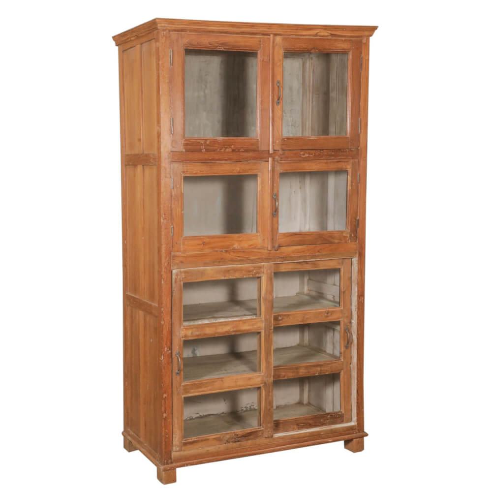 Armoire en bois de teck avec verre