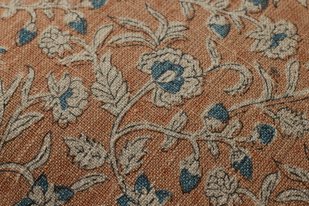 Oreiller en lin imprimé à la main indien