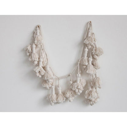 Guirlande à pompons en coton tissée à la main