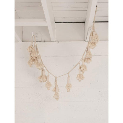 Guirlande à pompons en coton tissée à la main