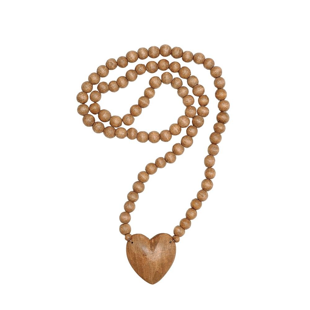Collier de perles en forme de cœur en bois
