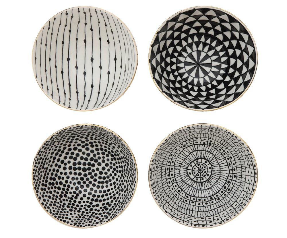 Ensemble de bols en grès noir et blanc