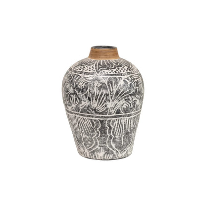 Vase peint à la main avec bordure en feuille de bananier