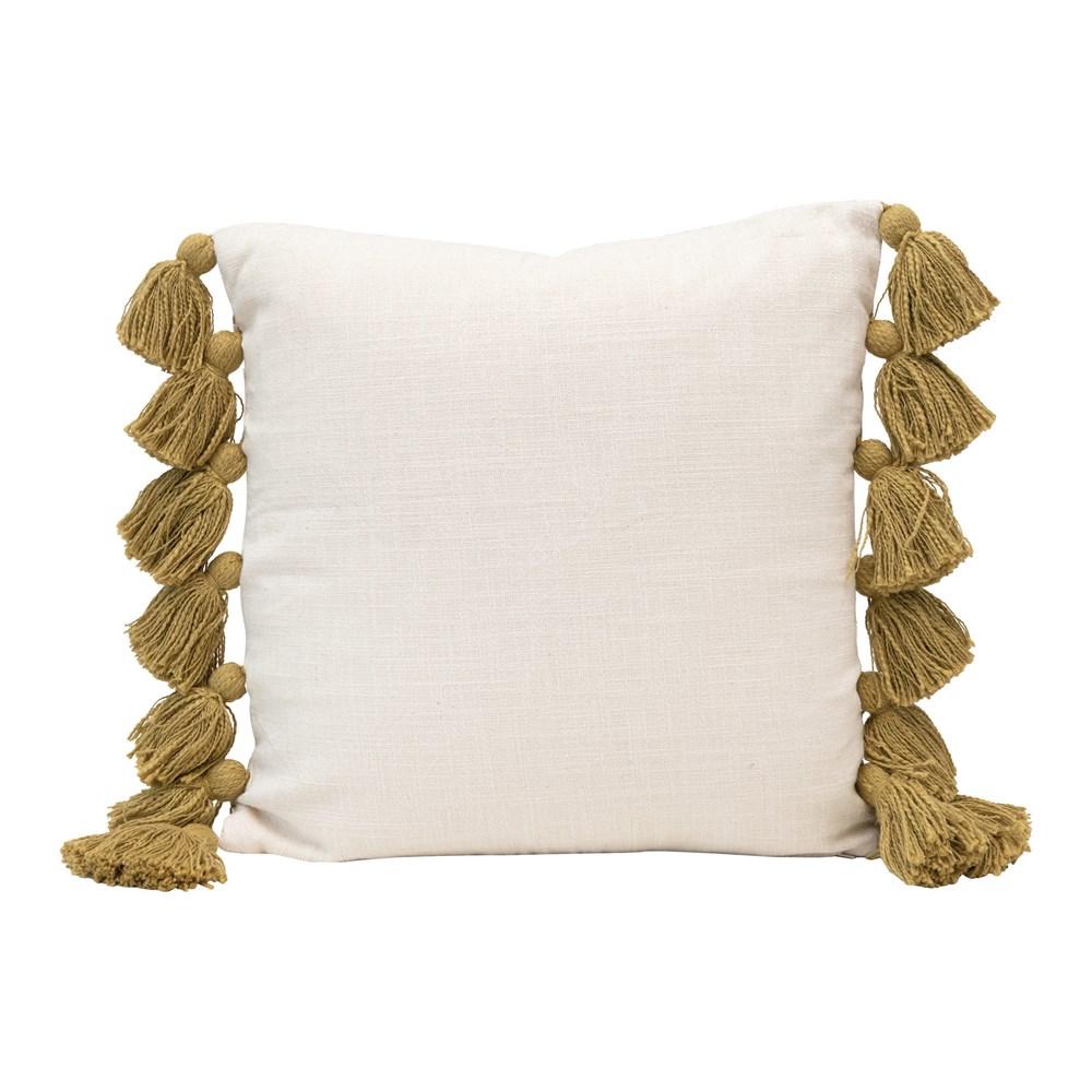 Coussin à motif palmier avec pompons