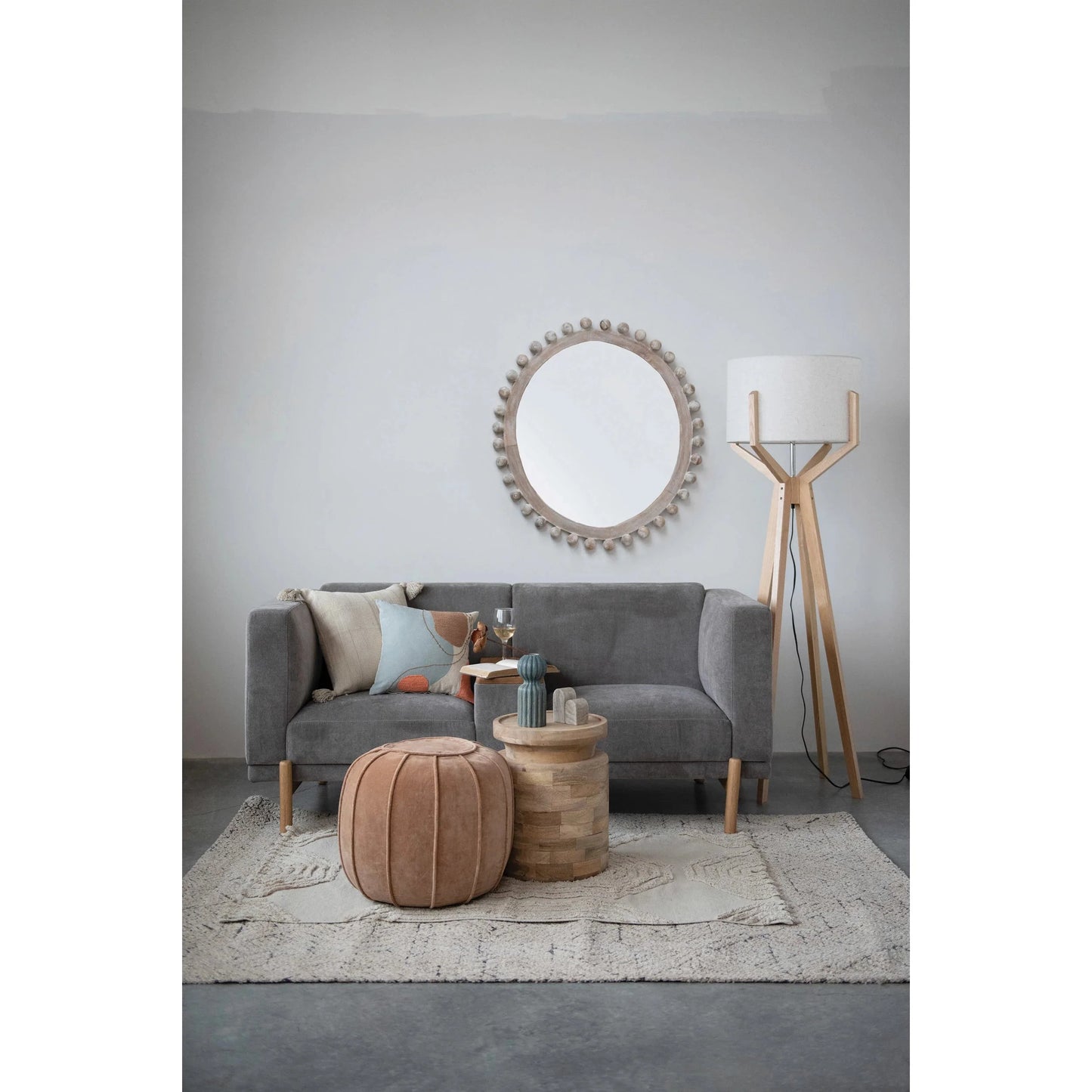 Miroir en bois de manguier blanchi à la chaux 39