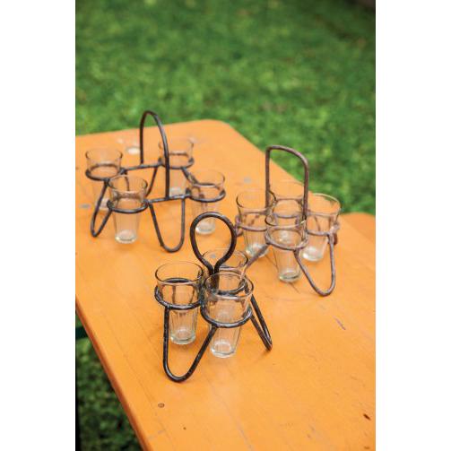 Porte-gobelet vintage indien en métal avec verres