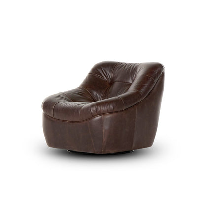 Fauteuil pivotant en cuir Farley
