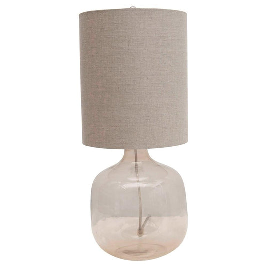 Lampe de table en verre avec abat-jour en coton