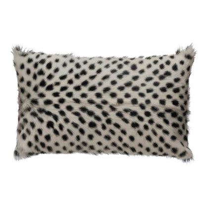 Coussin lombaire en fourrure de chèvre 20 x 12 à pois imprimés
