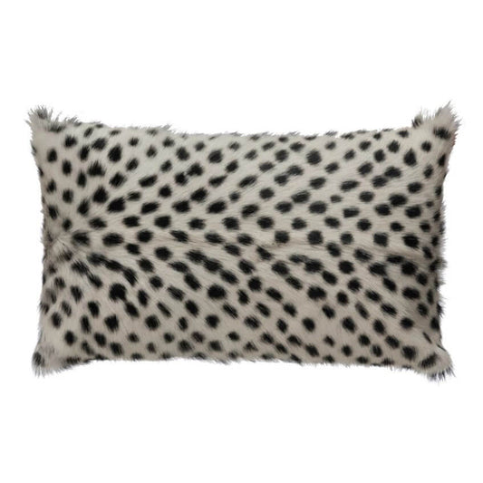 Coussin lombaire en fourrure de chèvre 20 x 12 à pois imprimés