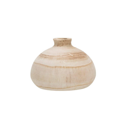 Vase rond en bois de paulownia