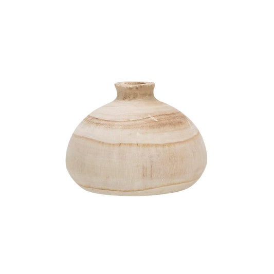 Vase rond en bois de paulownia