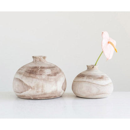 Vase rond en bois de paulownia