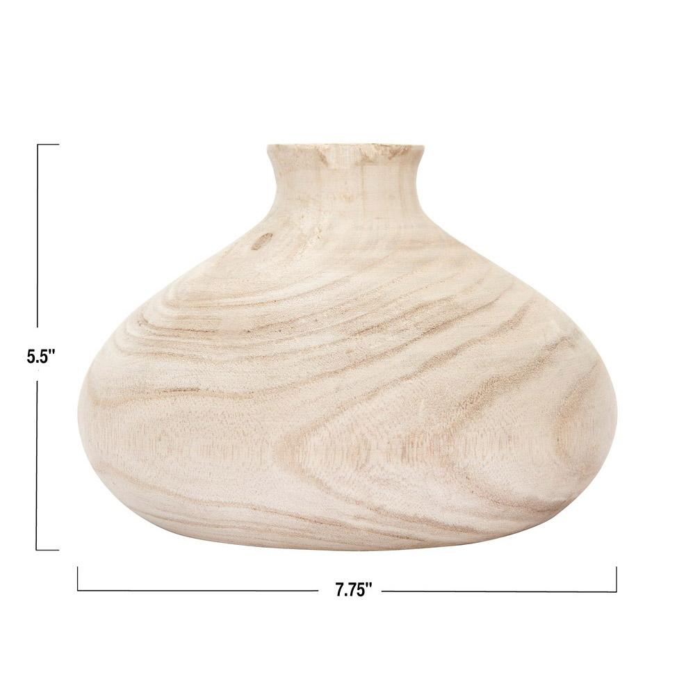 Vase rond en bois de paulownia