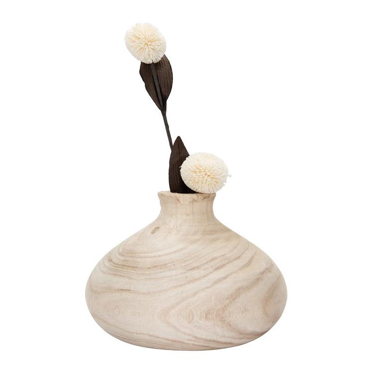 Vase rond en bois de paulownia