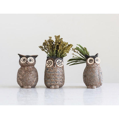 Vase hibou en grès