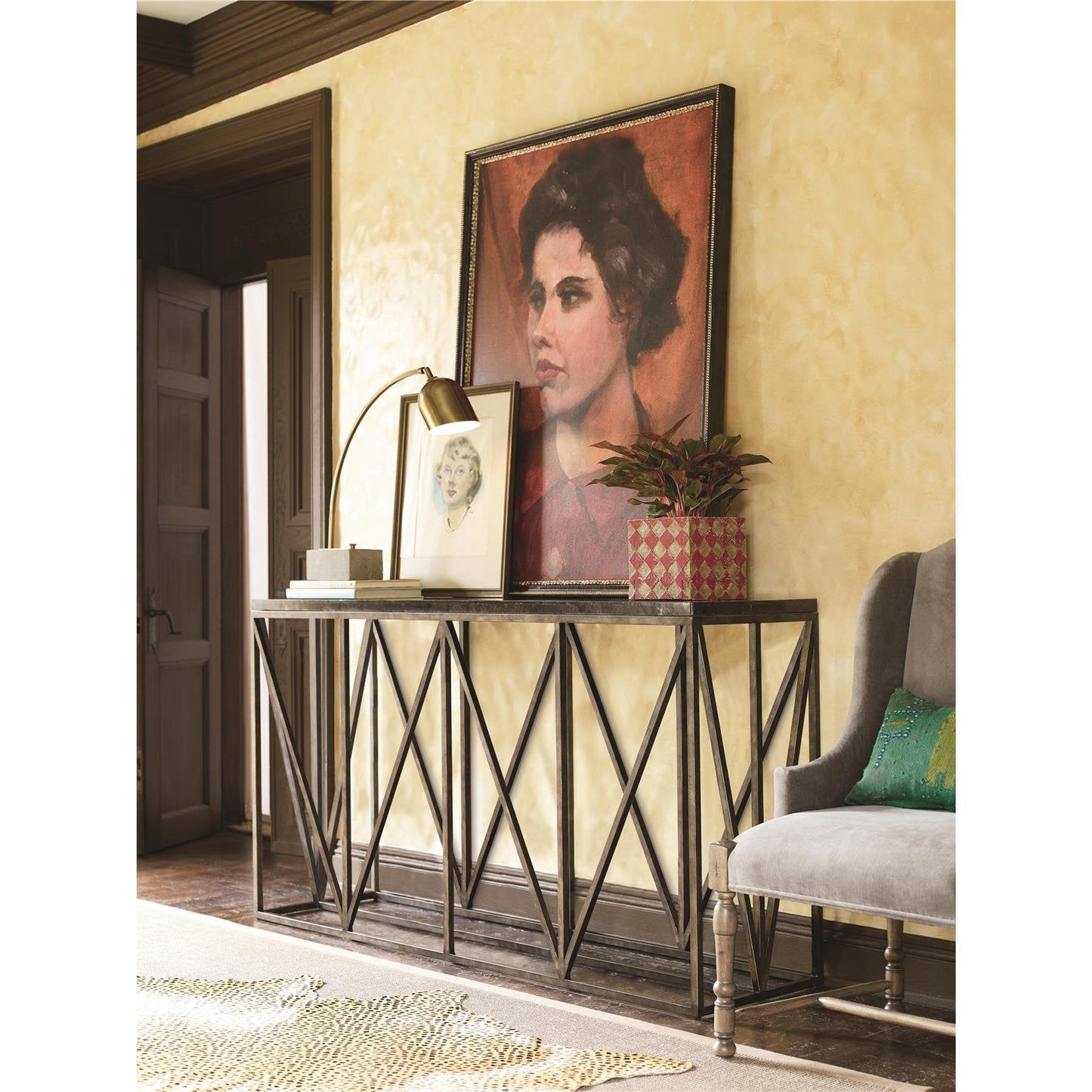 Table console à structure en treillis