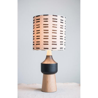 Lampe de table en bois et céramique